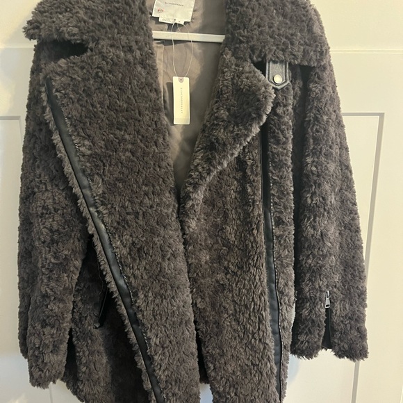 Anthropologie Faux Fur long moto jacket NWT - Picture 2 of 9